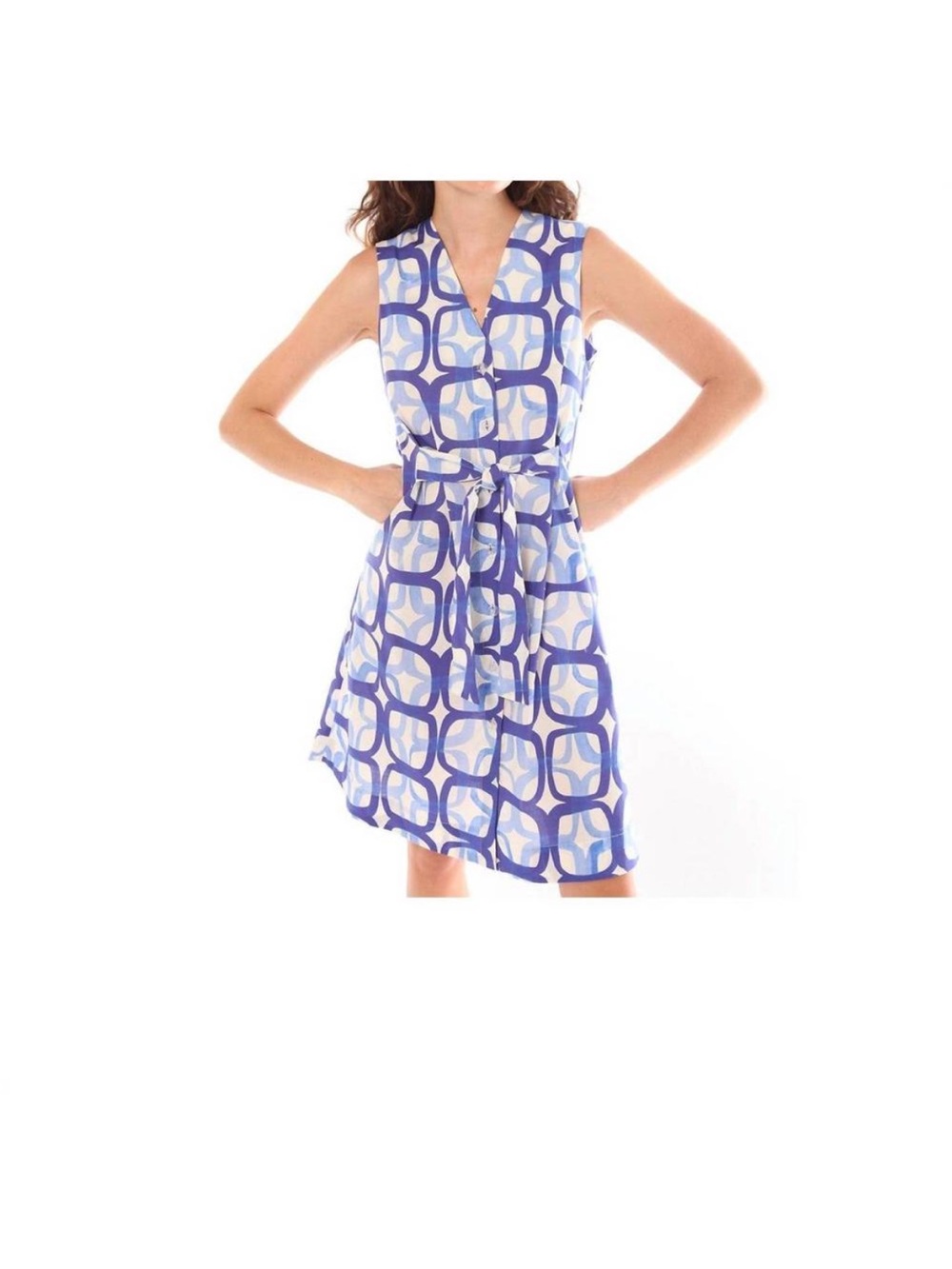 VILAGALLO nina sleeveless dress in deep blue